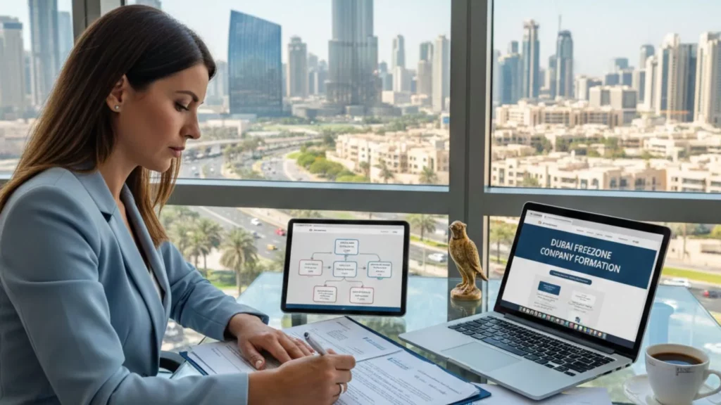 Entrepreneur qui prépare les démarches administratives pour créer sa société à Dubaï