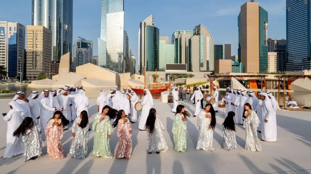Scène de fête traditionnelle illustrant la culture locale à Dubaï