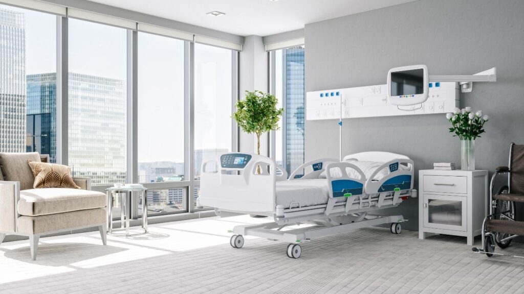 chambre d'hopital luxe a Dubai avec vue sur la ville